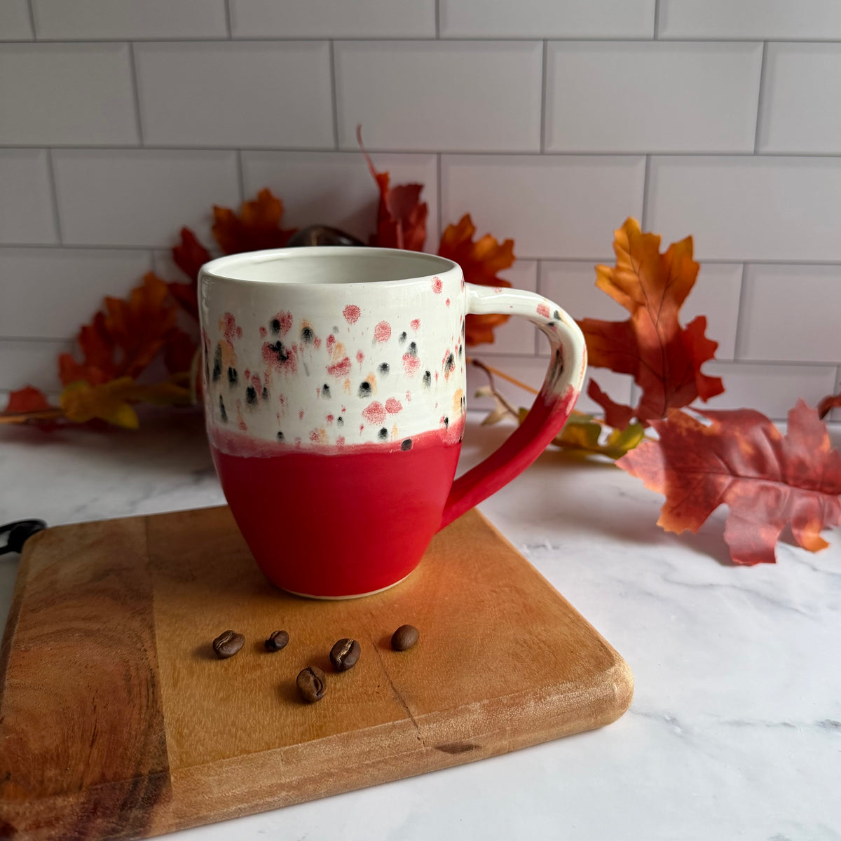 Hand-Thrown Mug in Cranberry Confetti